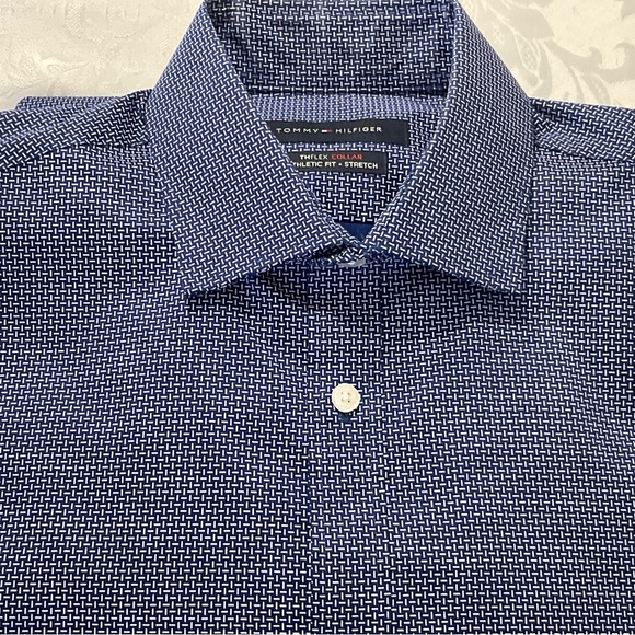 Tommy Hilfiger Other - Tommy Hilfiger Shirt Men's Blue Athletic Fit Flex Collared Stretch Size 15 32/33